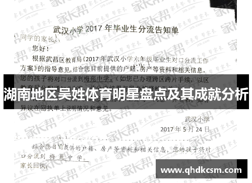 湖南地区吴姓体育明星盘点及其成就分析